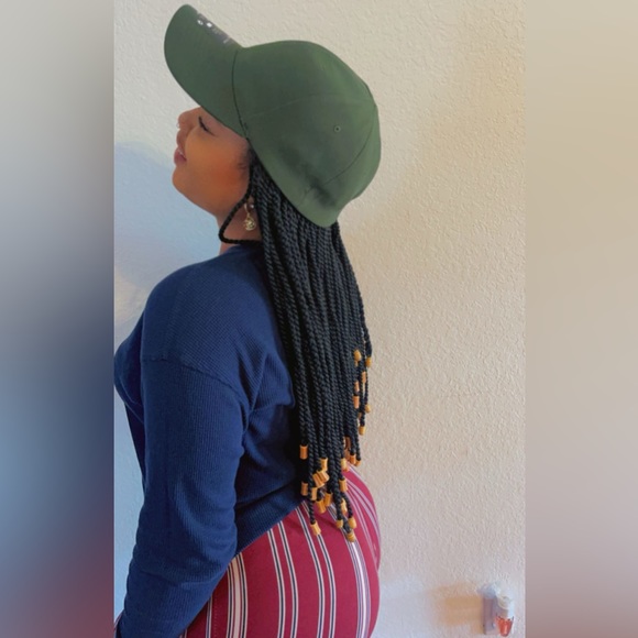 Baseball Cap Hat Wig with Synthetic Small Box Braiding Hair Extensions Attached - Picture 1 of 2